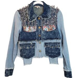 Lulualways highly embellished Mixed Media Jacket from Shanghai Designer. Size S.